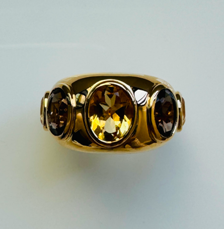 Sylvie Ring - Citrine, Smoky Quartz